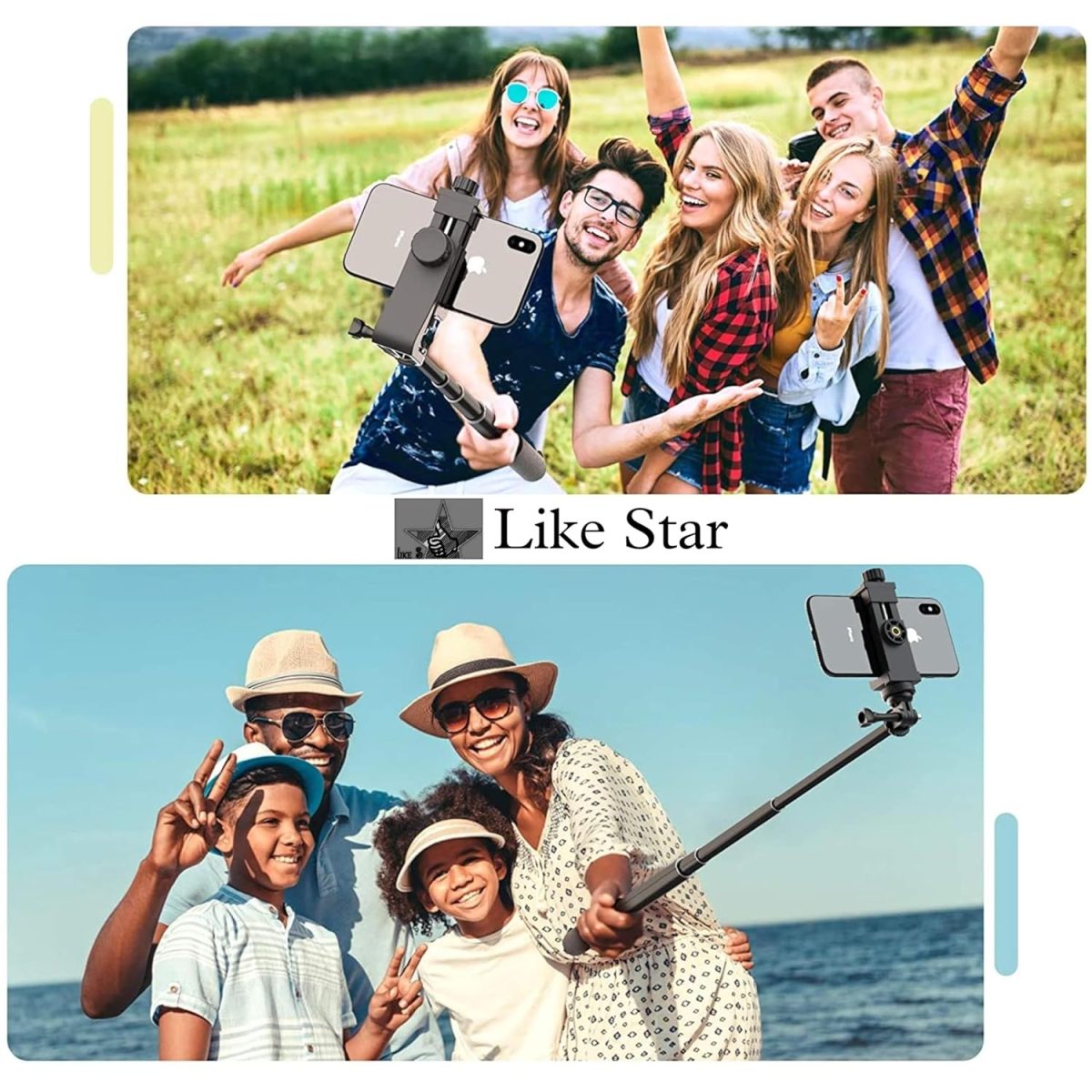 Like Star 360° Degree Mobile Phone Holder with Universal 1/4 Screw Adjustable Clamp Mobile Tripod Mount Adapter Compatible with Smartphones & TripodsnSelfie Stick (Black) - Image 6