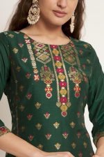 SHOPPING QUEEN Women's Jacquard jari Silk Kurta,Dupatta with Pant - Image 6