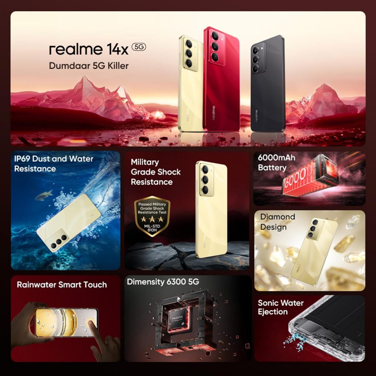 realme 14x 5G (Golden Glow, 6GB RAM, 128GB Storage) - Image 4