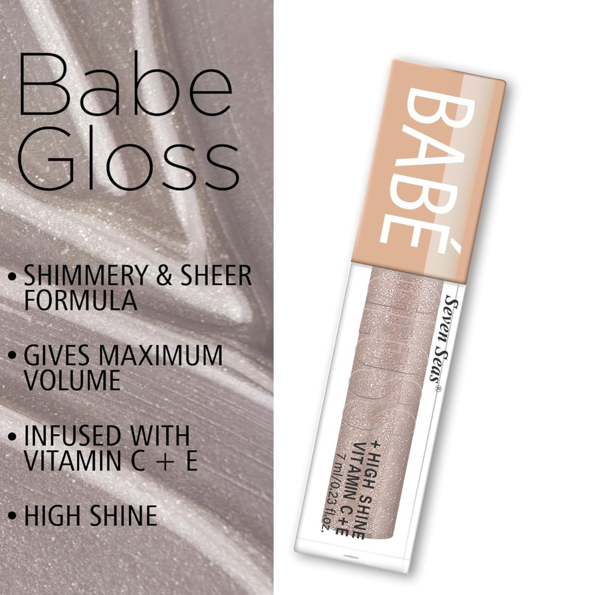 Seven Seas Babe Glittery Lip Gloss With High Shine Lip Color For Glossy Look |Lightweight Non Sticky Lip shiner For Moisturizing Lips (Penny_7ml) - Image 4