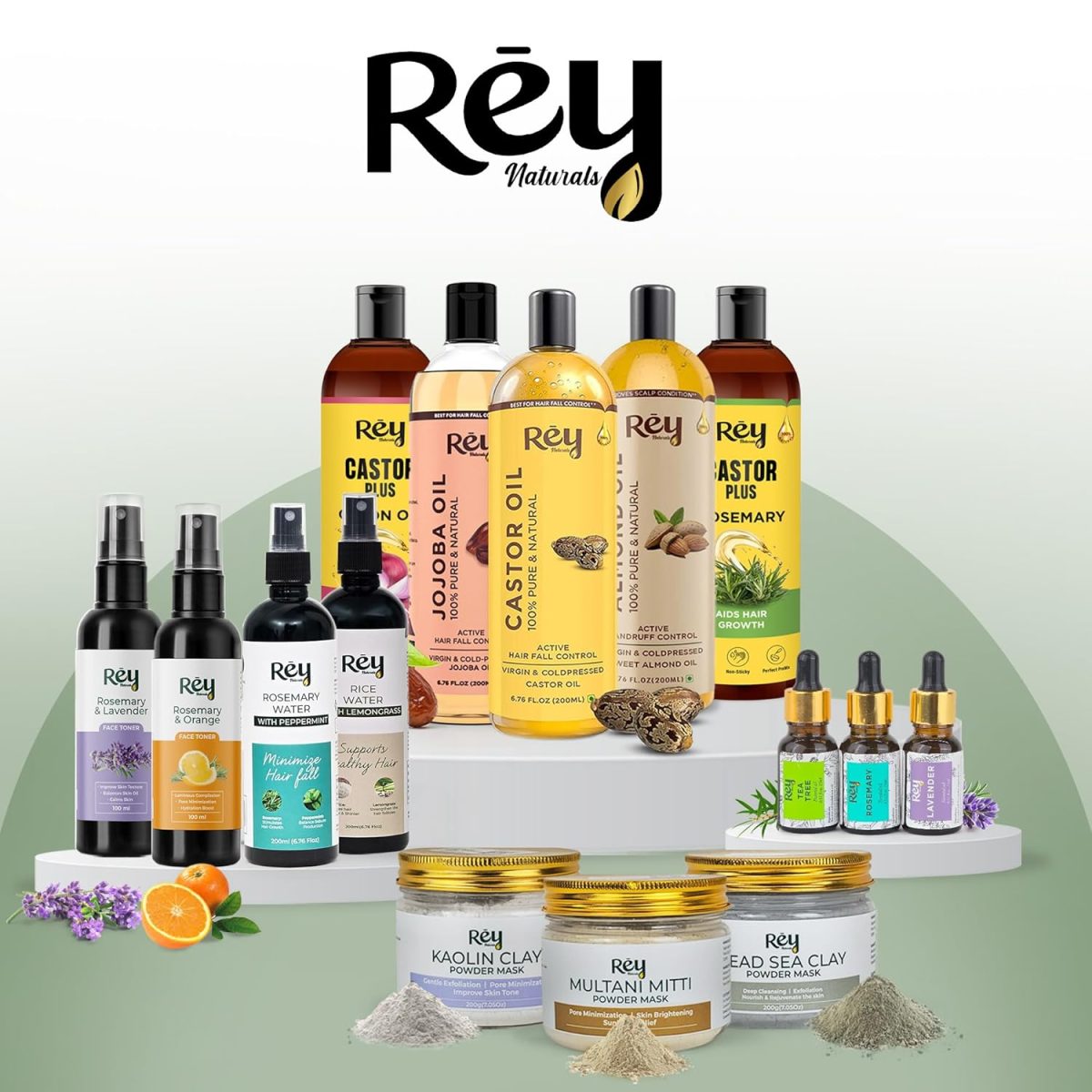 Rey Naturals Cold Pressed Castor Oil & Virgin Coconut Oil For Hair Growth - 200ml×2 | Coconut Oil For Skin Care | Castor Oil For Skin, Eyelashes & Eyebrows | Non Comedogenic Hair Oil For Hair Growth - Image 7