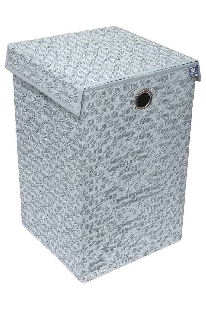Homestrap Printed Foldable Laundry Basket/Bag Hamper with Lid and Handle| Cloth Storage Organiser For Bedroom, Bathroom, Kitchen Etc Capacity- (75LTR) (Grey)(Featured on Shark Tank)