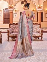 SWORNOF Women's cotton leaves Saree With Unstitched Boluse Piece - Image 4