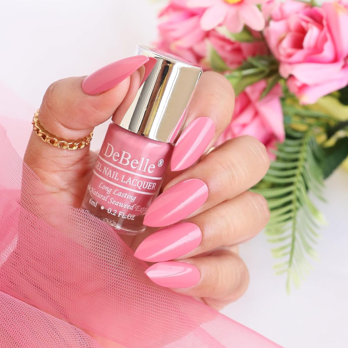 DeBelle Gel Nail Polish Lacquer Plush Paula (Suede Pink Mauve), 6ml | Non UV - Gel Finish | Seaweed Enriched Formula | Long Lasting Nail Paint | Cruelty & Toxic | Crème - Image 2