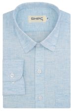 GHPC Cotton Linen Plain Solid Full Sleeves Regular Fit Formal Shirt for Men