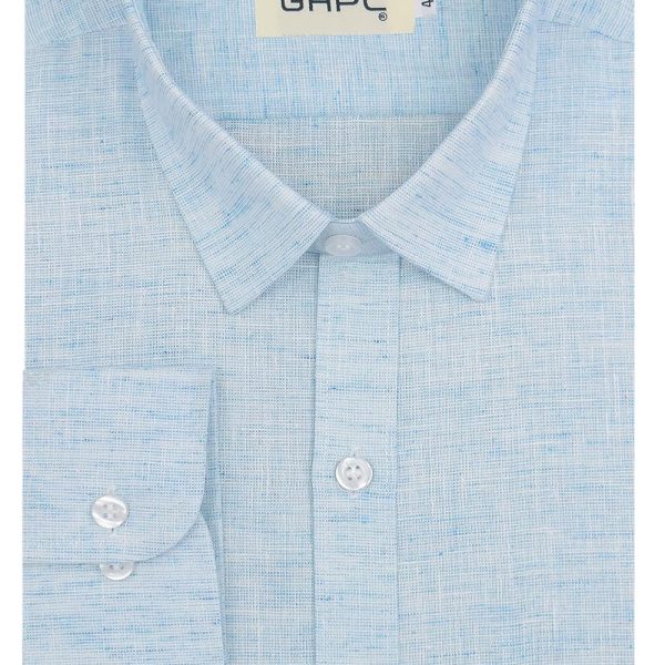 GHPC Cotton Linen Plain Solid Full Sleeves Regular Fit Formal Shirt for Men