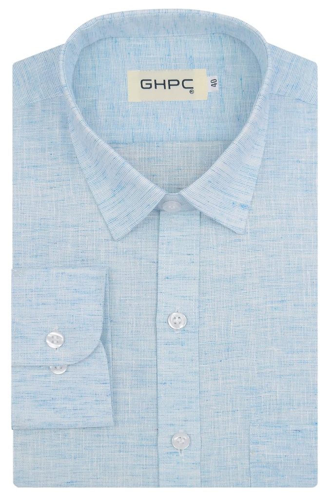 GHPC Cotton Linen Plain Solid Full Sleeves Regular Fit Formal Shirt for Men