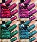 Volo Professionally Used Glitter Shine Nail Polish Combo Pack of 4(Magenta Glitter, Purple Glitter, Dark Green Glitter, Sky Blue Glitter) - Image 2