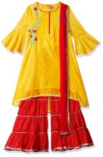 BIBA Girls Notched Neck Embroidered Sharara Suit For Girls